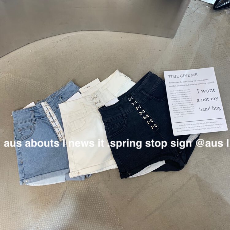 [aus] high waist simple skinny denim shorts ys1-6897\lsw