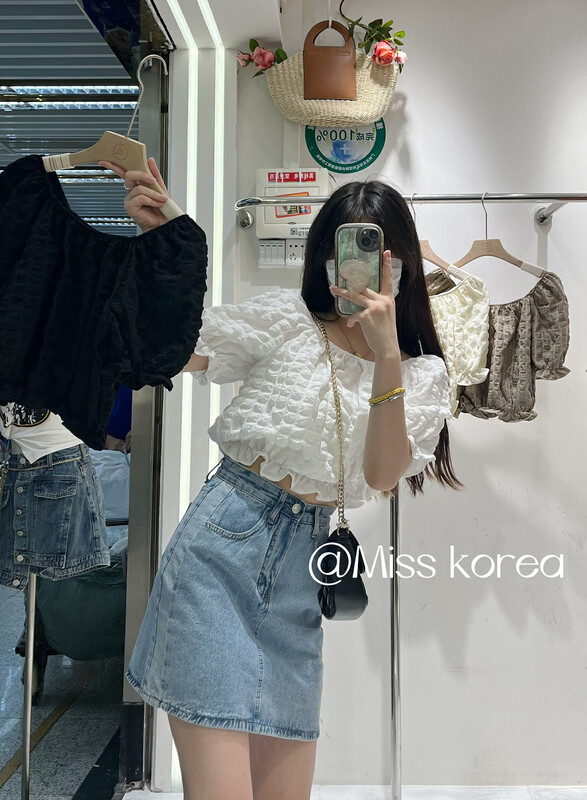 [Miss Korea] off shoulder Pullover short sleeved shirt 3317# HBx