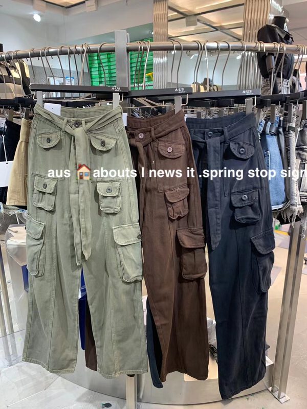 [aus] trendy retro work clothes slim casual pants (with belt) g668# LSW
