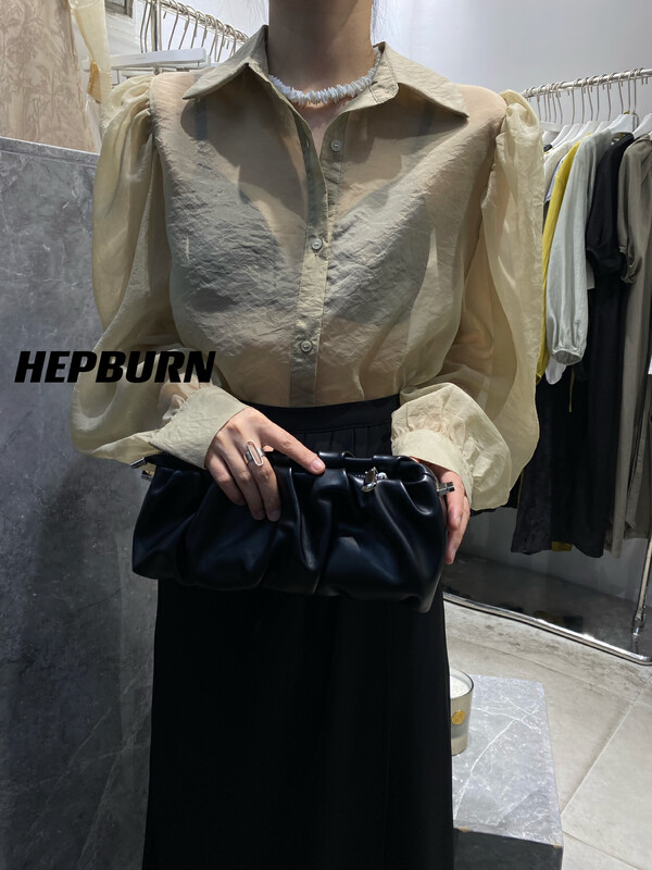 [Hepburn Hepburn] Tiandu bubble sleeve loose sunscreen shirt he2888