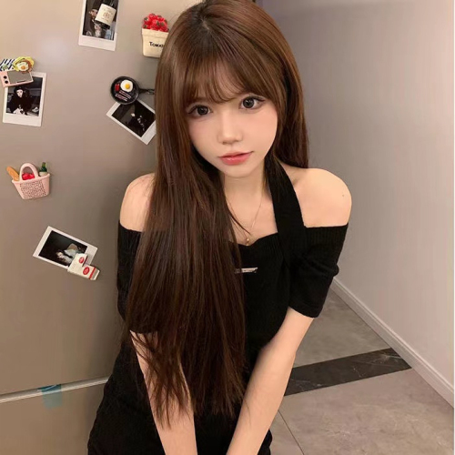 Summer sweet and spicy neck hanging off shoulder small black skirt new style pure desire drawstring Hip Wrap Skirt sexy waist tight thin dress women