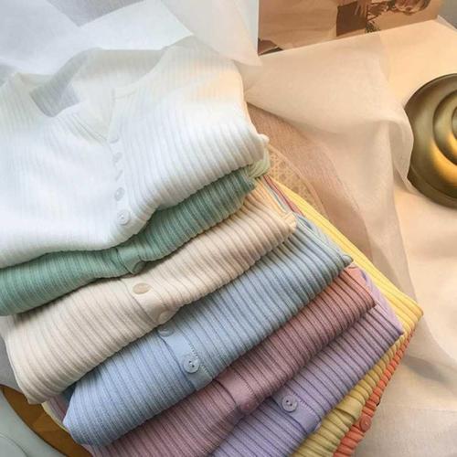 Knitted cardigan thin style with summer new style foreign style versatile long sleeved air conditioning shirt ice silk sunscreen Shirt Small Coat female