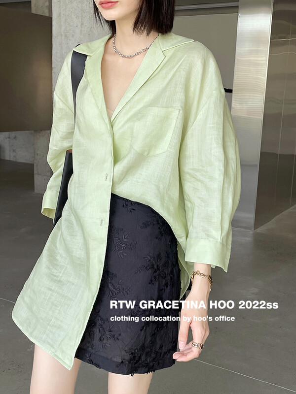 [gracetina Hoo] ramie loose casual shirt cs5108