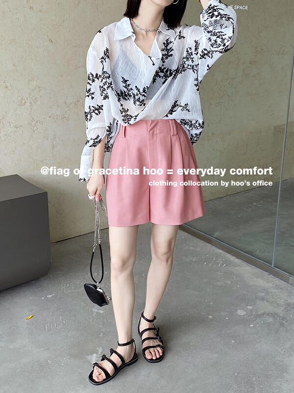 [gracetina Hoo] design sense net color loose casual shorts k9219
