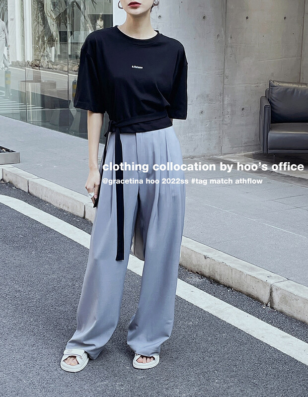 Original price 107.16! [gracetina Hoo] loose and versatile wide leg casual pants k8117# cqw