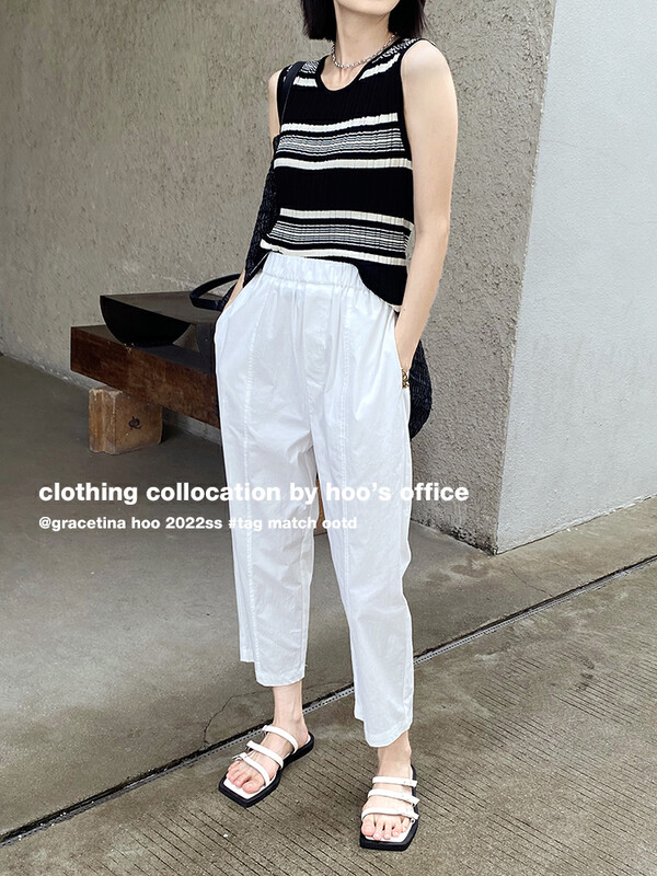 [gracetina Hoo] elastic high waist side pocket casual pants k9198