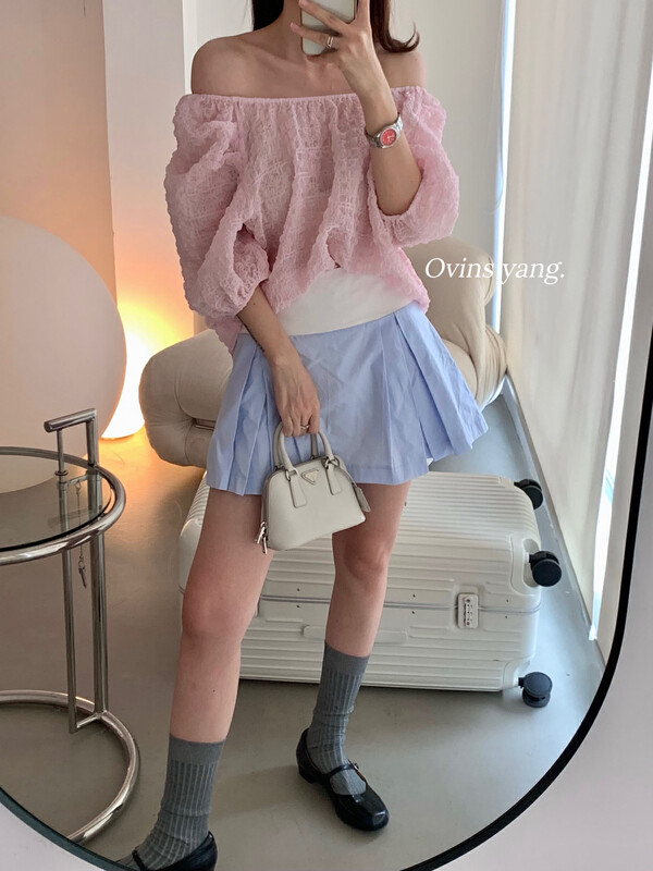 [ovinsyang] bubble fabric pullover shirt y8815