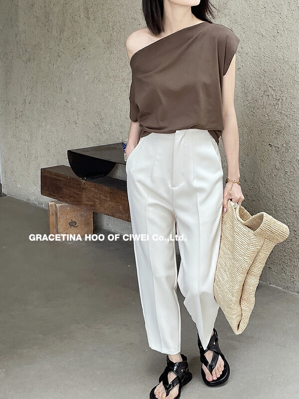 [gracetina Hoo] simple and versatile straight cone relaxed casual pants k9064