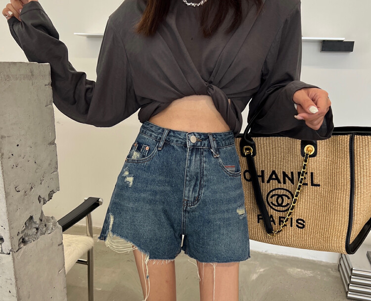 [hakie] Korean fashion tassel versatile denim shorts 1008# ozq