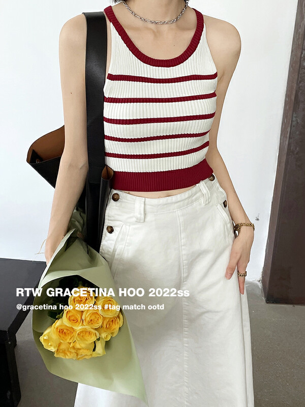 [gracetina Hoo] niche neck cut short sweater z853