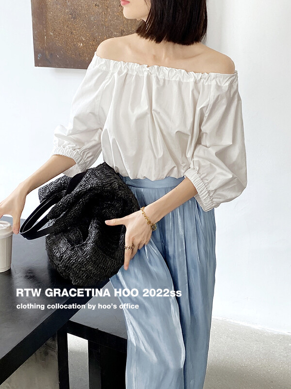 [gracetina Hoo] solid color thin simple one line collar shirt cs3220