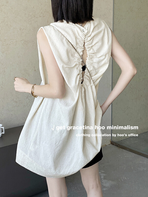 [gracetina Hoo] sleeveless shirt cs5212 with hollowed out back