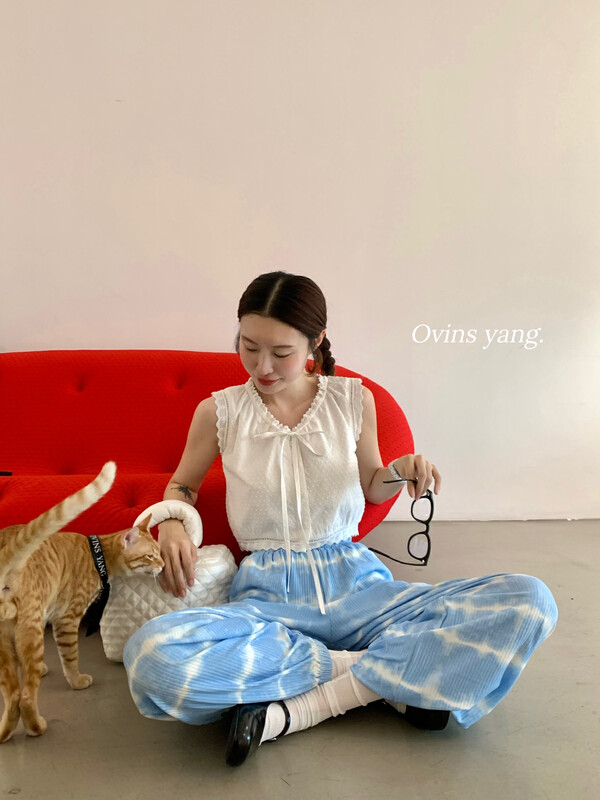 [ovinsyang] jacquard V-neck shirt 8885