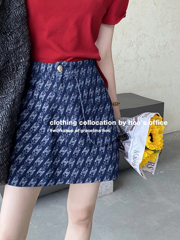 [gracetina Hoo] design sense retro A-line skirt bq6211# cqw
