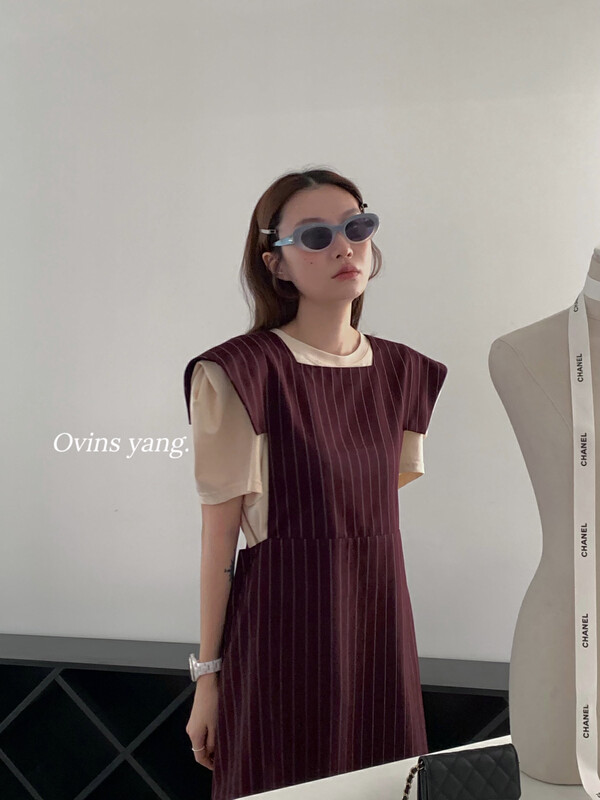 [ovinsyang] vertical apron tank skirt dress 8733# WTT