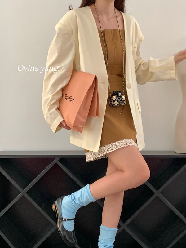 [ovinsyang] linen cotton suit sunscreen jacket short jacket 8783# WTT