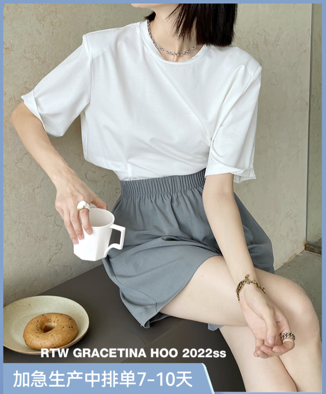 [gracetina Hoo] niche irregular design Short Sleeve T-shirt T2208