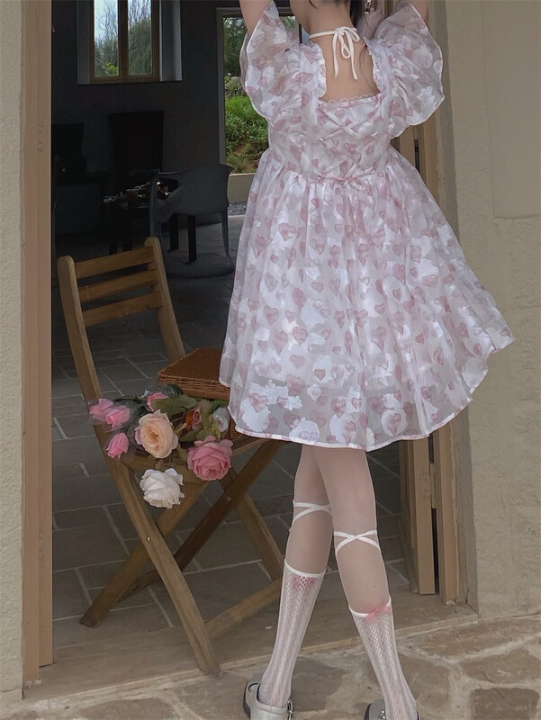 [come and see] Love Island high-grade little flying sleeve Princess Dress (with detachable bow) 1387# JJ