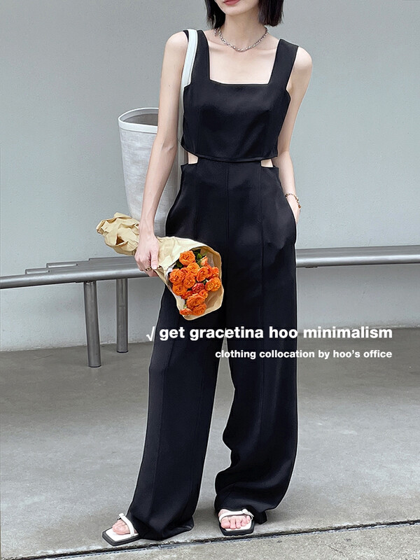 [gracetina Hoo] waist hollow out slim design Jumpsuit lt026