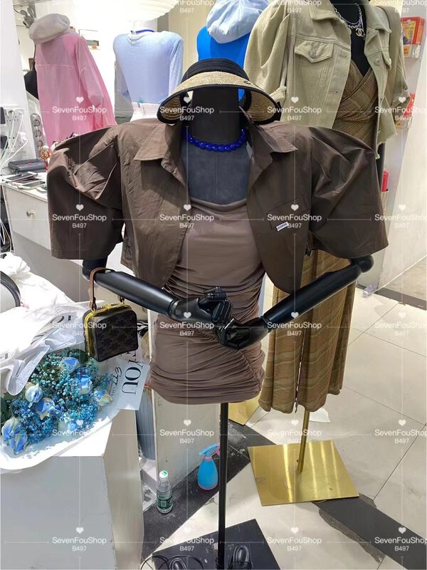 Casual loose bubble sleeve shirt 64593# ozq