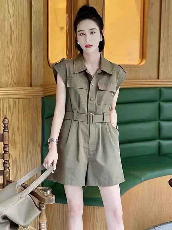 [come and see] slim waist, versatile overalls (with waist rope) 1368# JJ