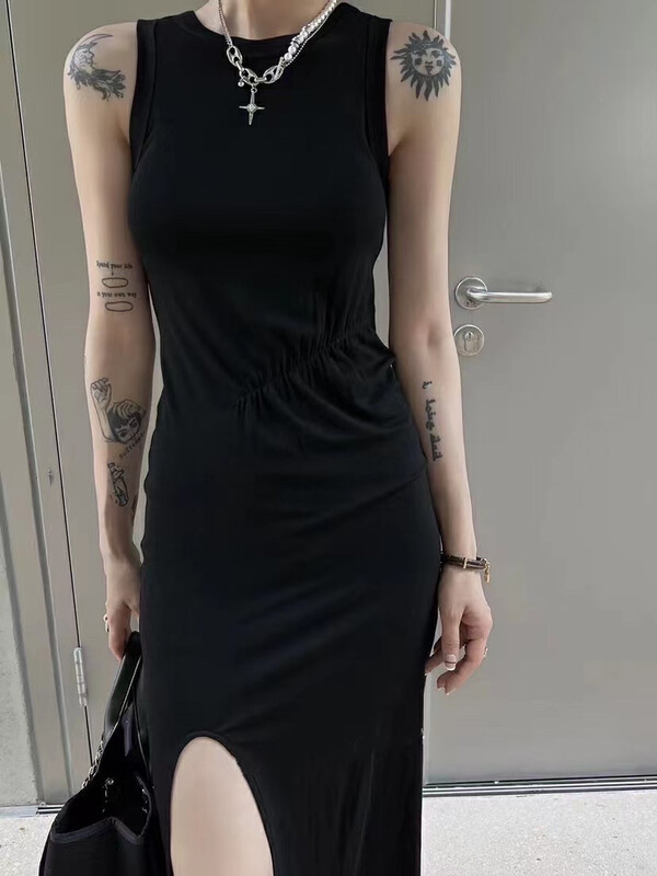 [come and see] little sexy scheming split vest long dress ys1-1345# JJ