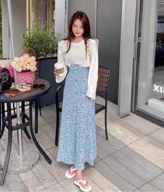 [FC] high waist Floral Chiffon Skirt 1169# PCZ