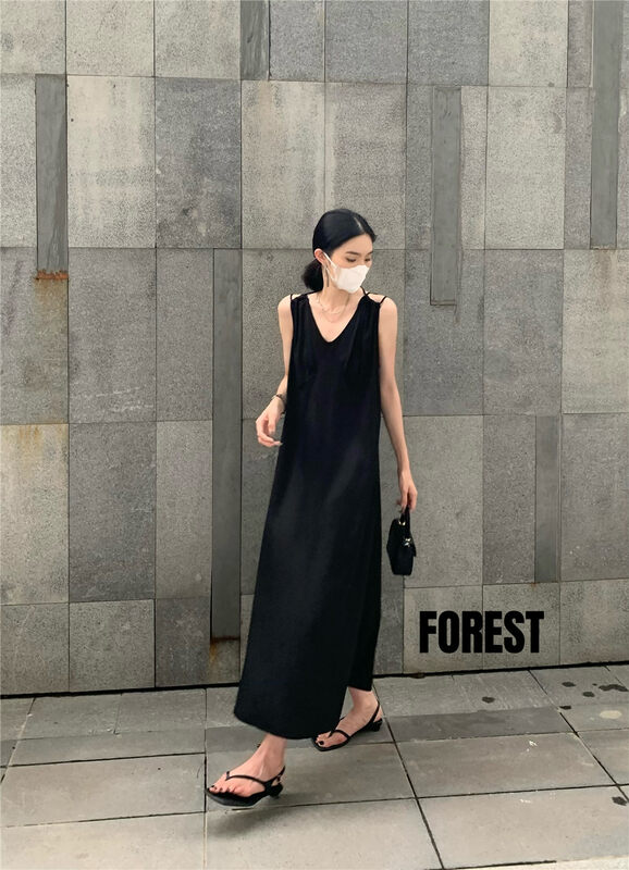 [forest] V-neck commuter simple dress a-8171\l