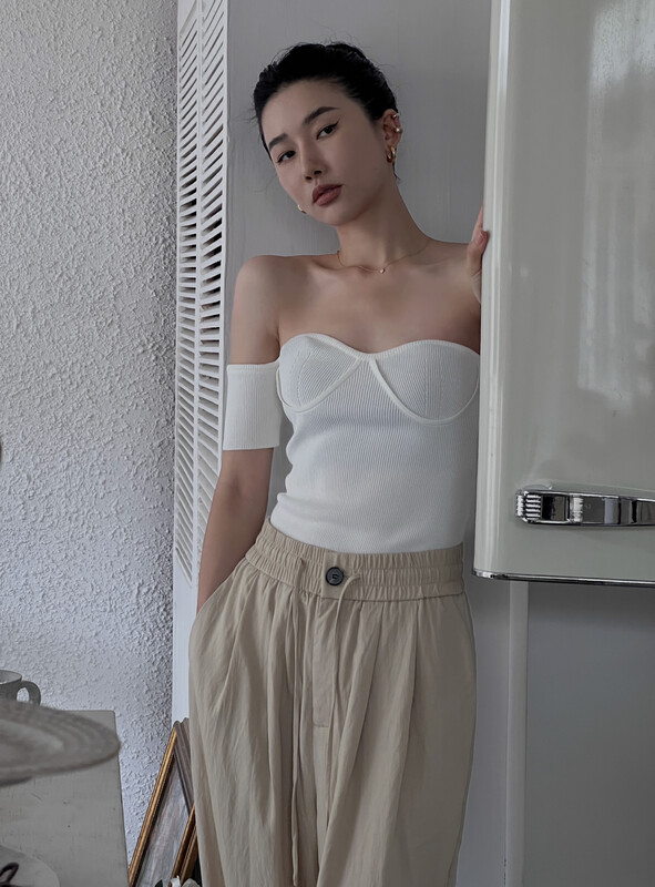 [all in] sexy hot girl one line collar short shirt 2081 \ozq