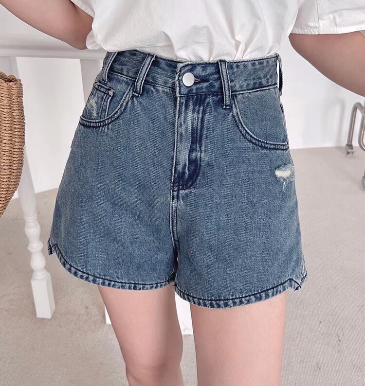 [hakie] thin material with holes, versatile fashion denim shorts 99003 \ozq