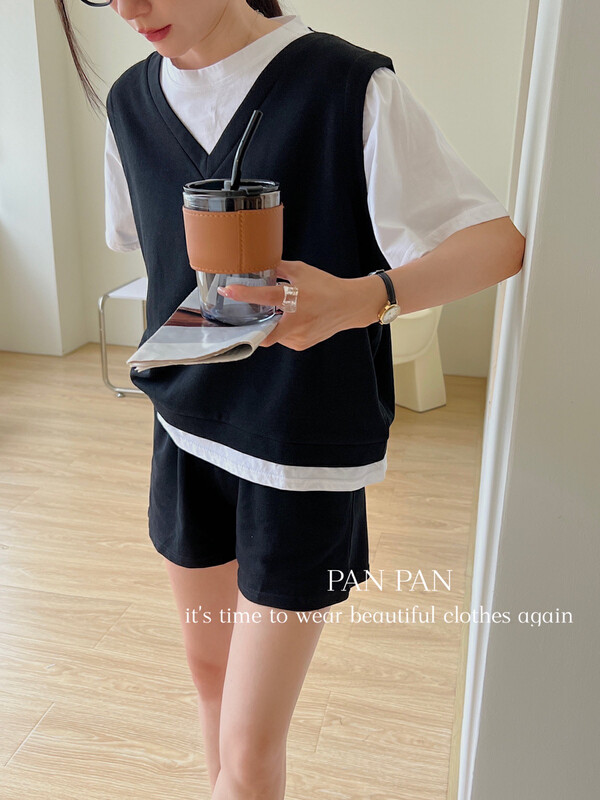 [Panpan] fake two-piece Top + loose casual pants set ys1-870 \csx