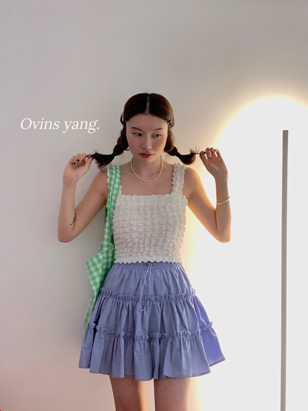 [ovinsyang] bubble Plaid vest shirt 8825# WTT
