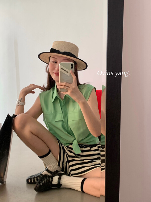 [ovinsyang] sleeveless shirt vest shirt y8839