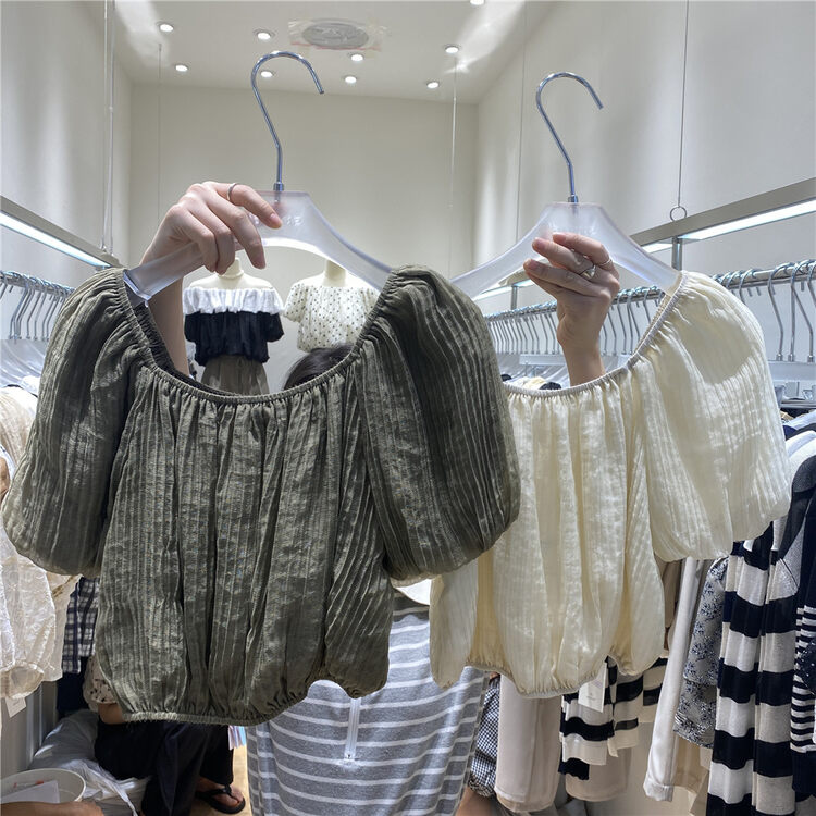 [sauvag] small fresh one shoulder bubble sleeve temperament shirt 5063# zjy
