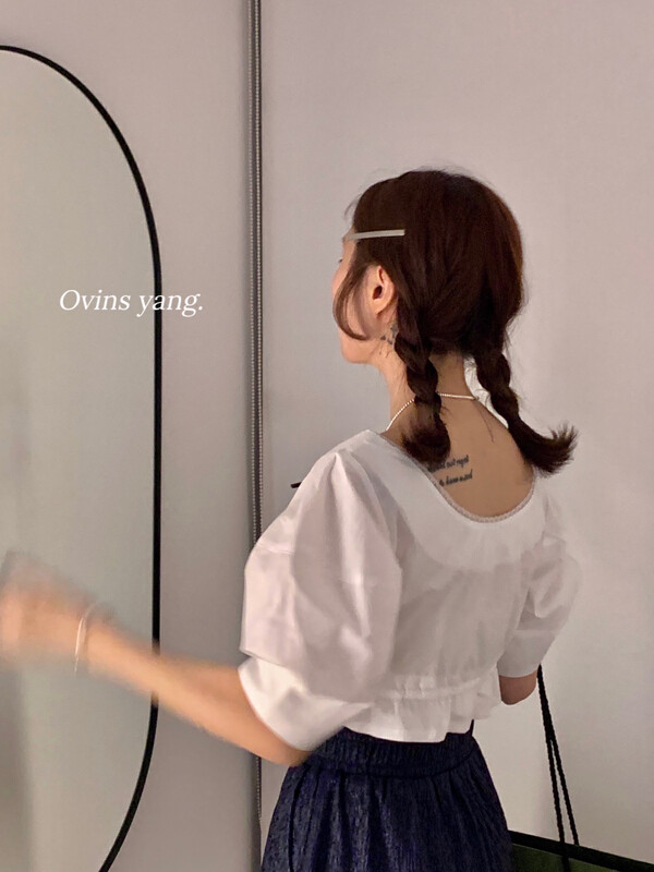 [ovinsyang] lace waistless blouse 8756