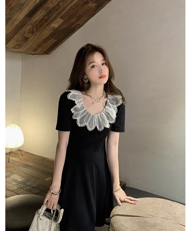 [come and see] pure style, slim and slim, U-neck lace dress (only dresses) 1349\jj
