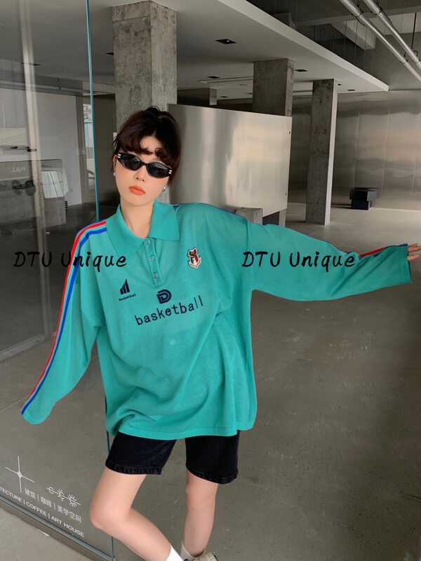 [DTU] Polo neck loose letter printed sunscreen shirt 33056# LSL