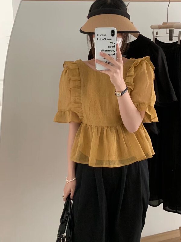 [o.lucky] simple and gentle lotus leaf edge shirt 1941\hbx