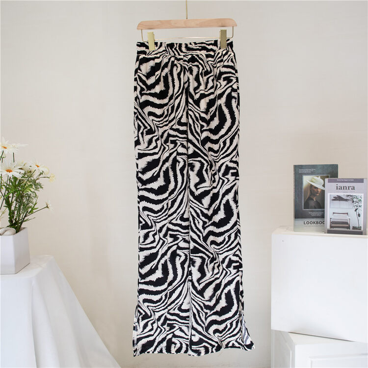 [Dazzi Daji] casual Zebra Print slim casual pants a900837# JJ