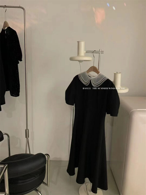 [buyer Yan Xuan -have u] Korean double-layer doll neck bubble sleeve dress z0172 \cl