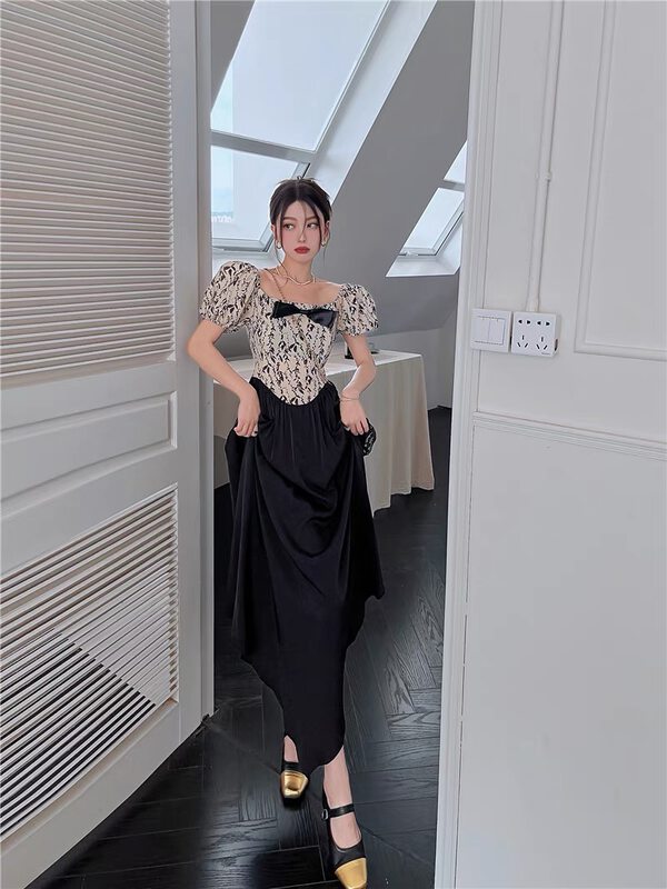 [Nana] square neck fashion waist dress 1113# PCZ