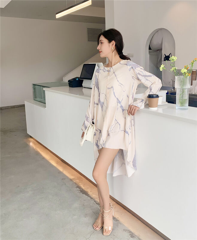 [Dazzi Daji] casual loose breasted color matching dress 900045 \jj
