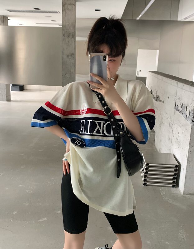 [DTU] short sleeved polo collar color matching T-shirt 52272# LSL