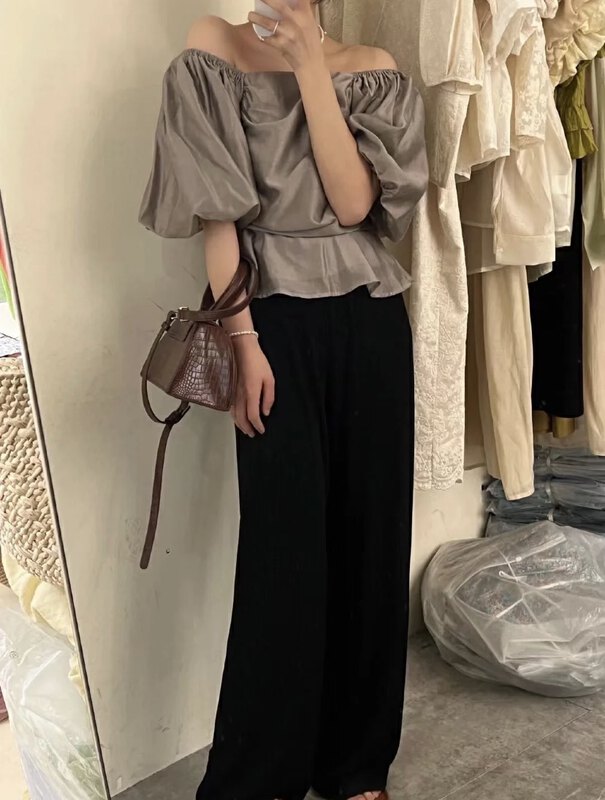 [o.lucky] temperament niche bubble sleeve shirt 1974# HBx