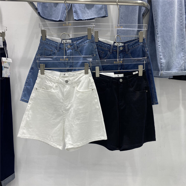 [blue] Korean version of casual solid color denim shorts 10052# hjy
