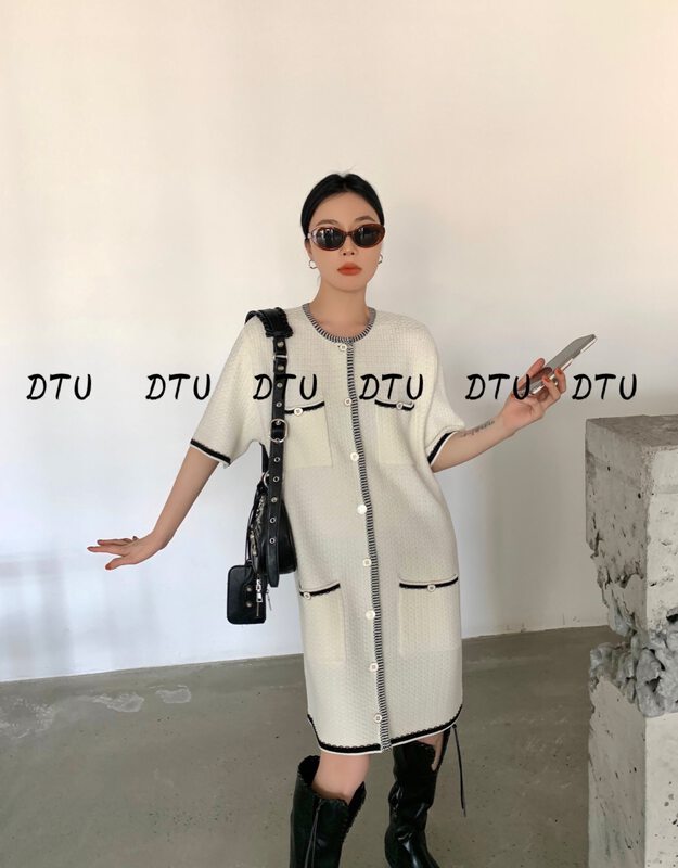 [DTU] celebrity style small fragrance short sleeve dress 33077 \lsl