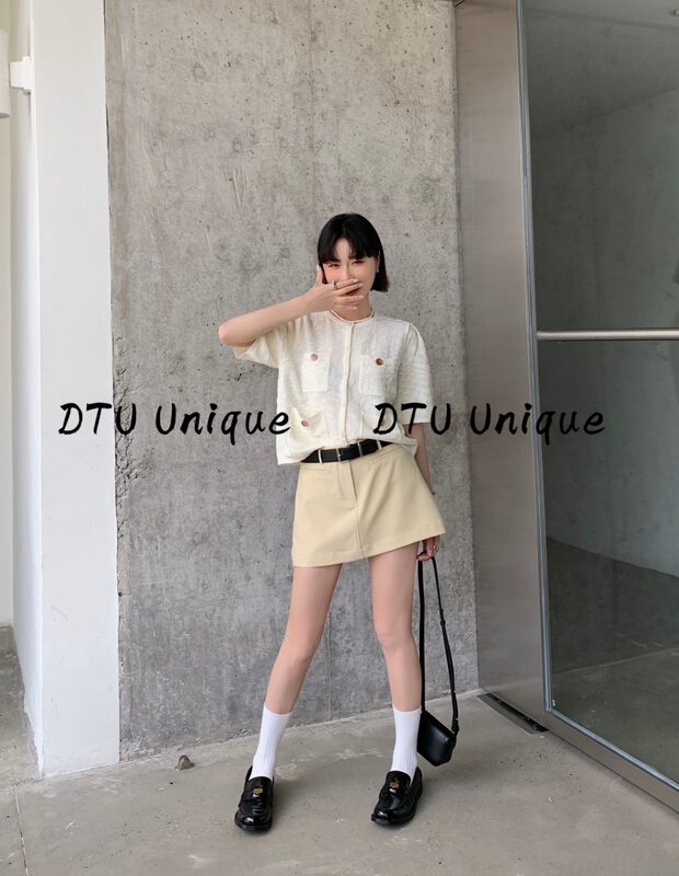 [DTU] round neck single breasted Korean shirt 33032 × LSL
