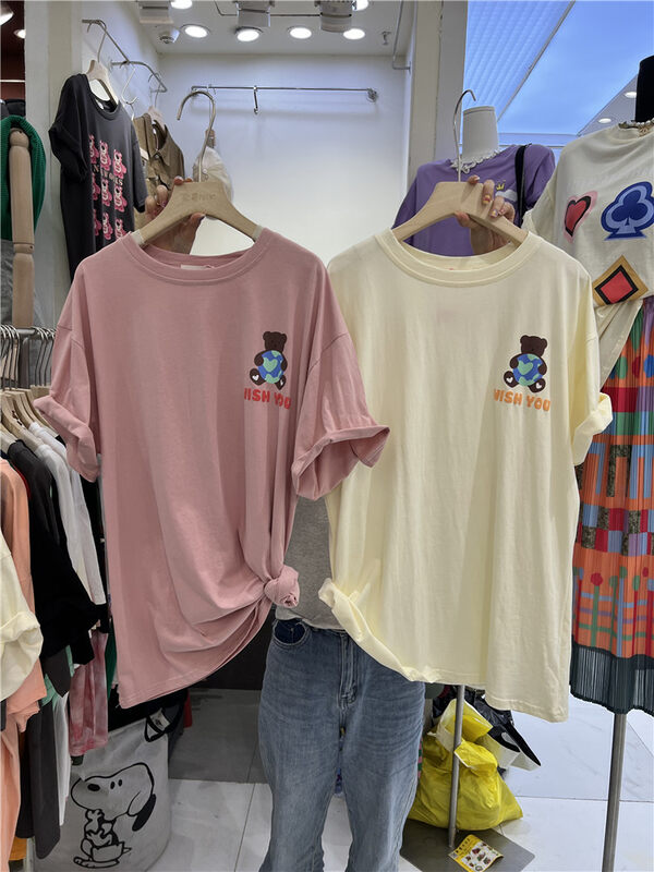 [Naikan Nik] Korean cartoon bear letter short sleeve T-shirt 9818 \hyy