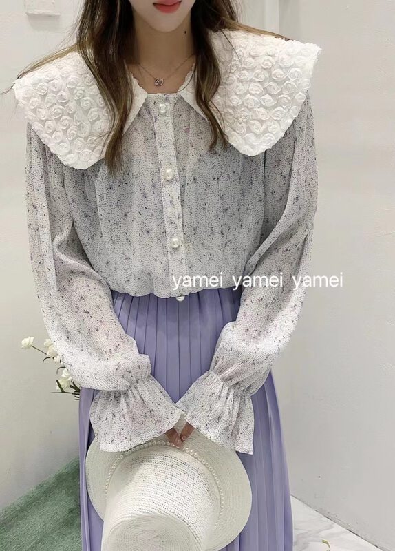 [ya.mei] French style large lapel temperament shirt 86001 \ll