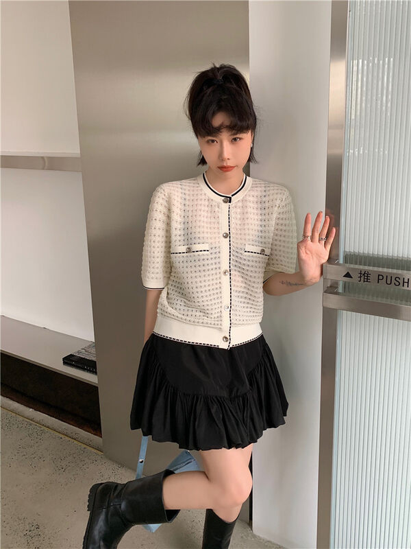 [DTU] temperament small fragrance color border knit 52261 # LSL